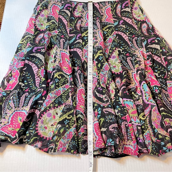 I.C.E. Paisley Silk Flowy A-line Skirt with lining - Picture 5 of 6